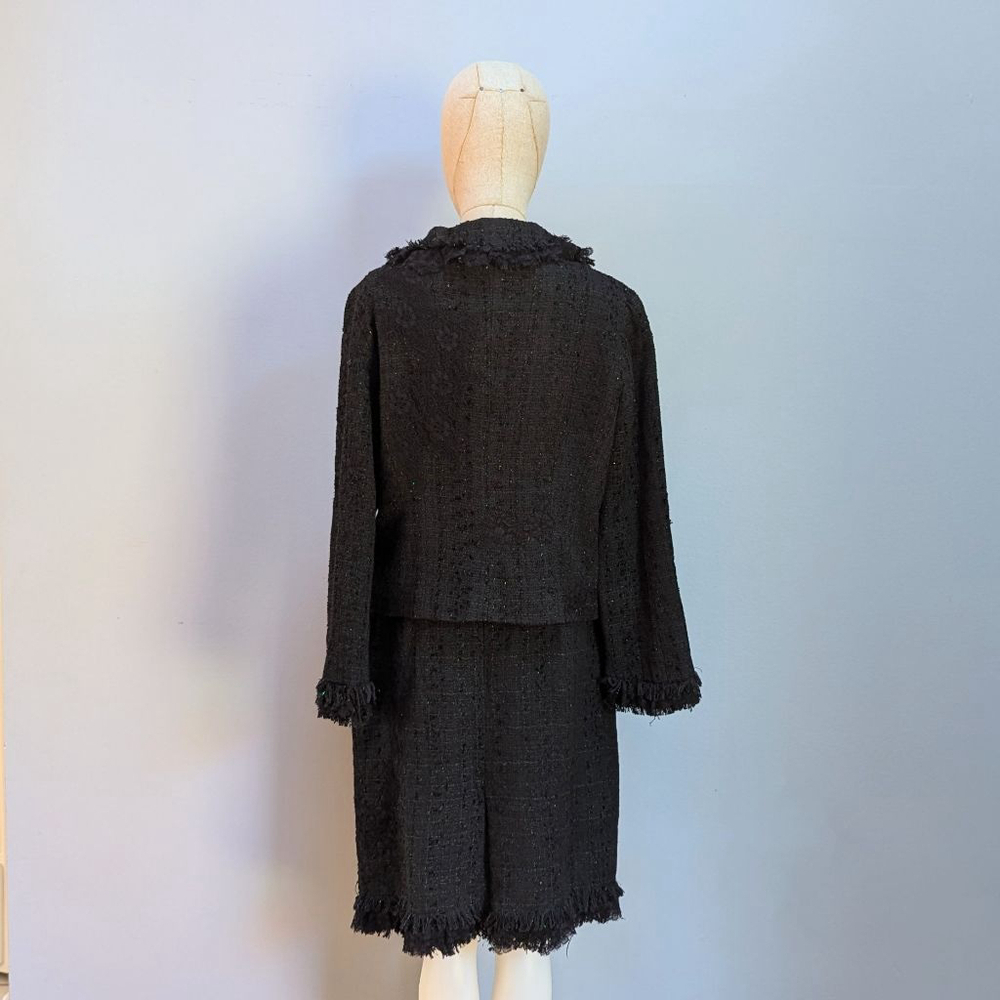 Renato Nucci Floral BlackTweed Fringe Blazer (EU 44) Skirt (EU 46) Set -Large - Picture 4 of 14
